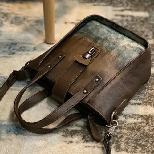 Small Vintage Red Womens Leather Bucket Handbag Brown Leather Bucket Shoulder Purse for Ladies