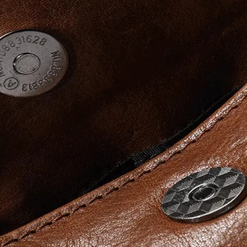 Small Womens Brown Leather Bucket Handbag Vintage Shoulder Barrel Purses for Ladies