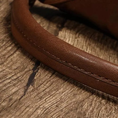 Small Womens Brown Leather Bucket Handbag Vintage Shoulder Barrel Purses for Ladies