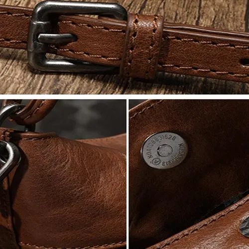 Small Womens Brown Leather Bucket Handbag Vintage Shoulder Barrel Purses for Ladies
