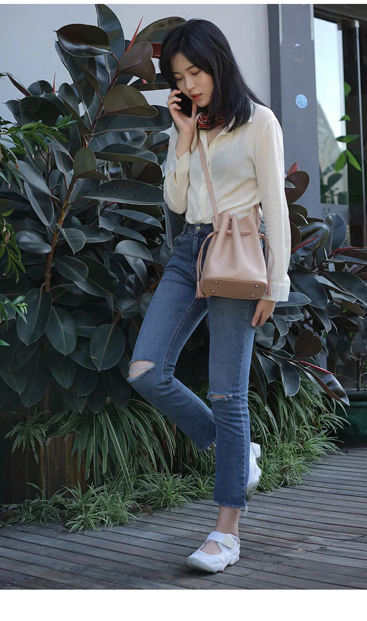 Stylish Bucket Bag LEATHER WOMENs SHOULDER BAGs Purse FOR WOMEN