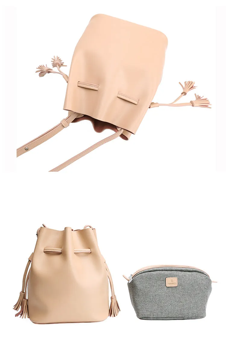 Stylish Bucket Bag LEATHER WOMENs SHOULDER BAGs Purse FOR WOMEN