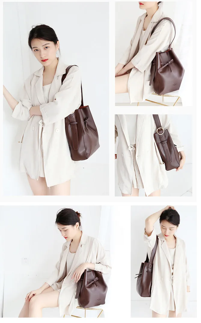 Stylish Bucket Bag Purse LEATHER WOMENs SHOULDER BAGs FOR WOMEN