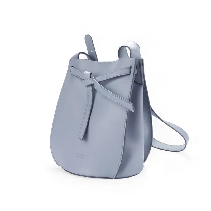 Stylish Leather Blue Womens Bucket Purse Crossbody Bag Barrel Shoulder Bag for Women