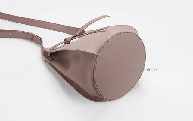 Stylish Leather Blue Womens Bucket Purse Crossbody Bag Barrel Shoulder Bag for Women