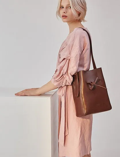 Stylish Leather Brown Womens Bucket Purse Crossbody Bag Barrel Shoulder Bag for Women