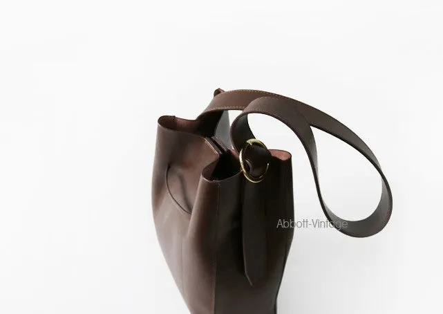 Stylish Leather Brown Womens Bucket Purse Crossbody Bag Barrel Shoulder Bag for Women