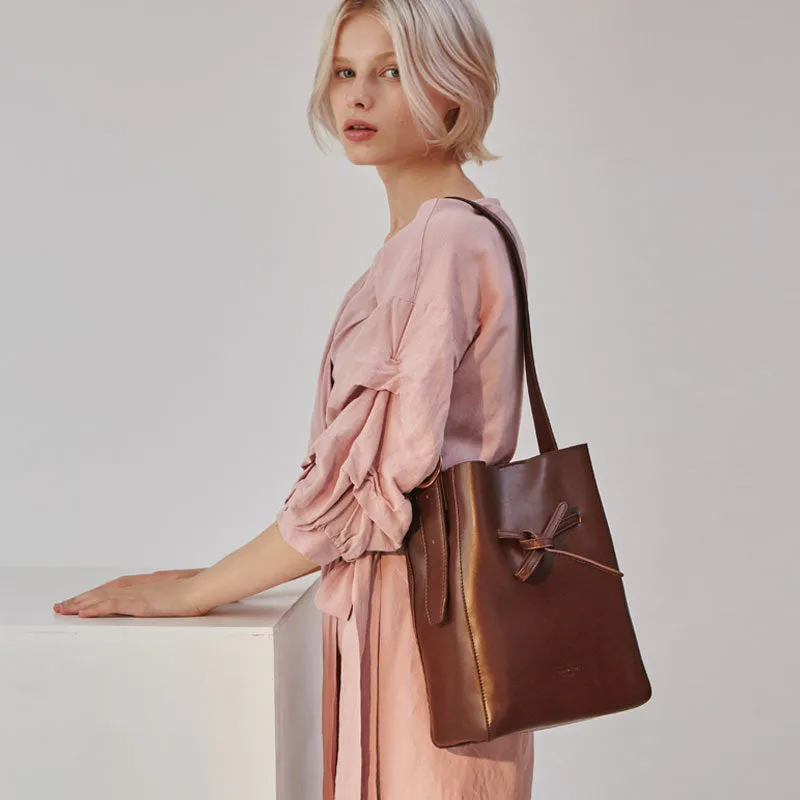 Stylish Leather Brown Womens Bucket Purse Crossbody Bag Barrel Shoulder Bag for Women