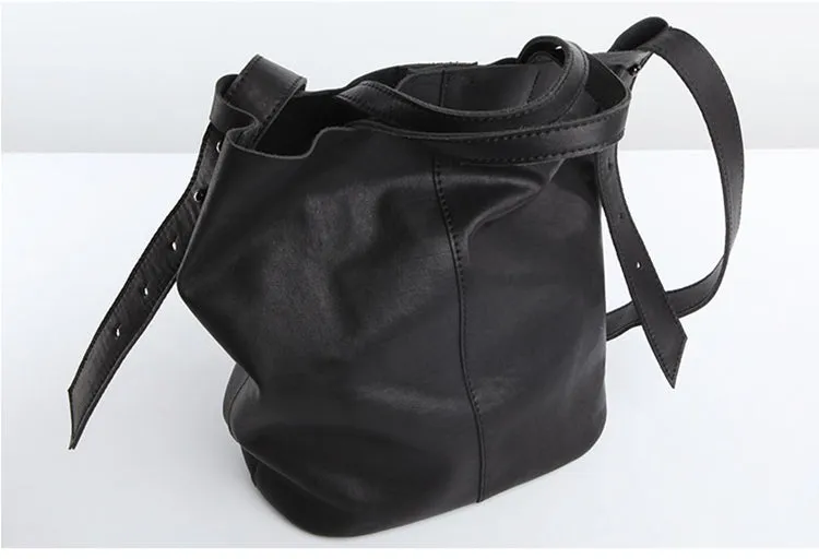 Stylish Leather Bucket Bag Large Tote Bag Shopper Barrel Bag Shoulder Bag Purse For Women