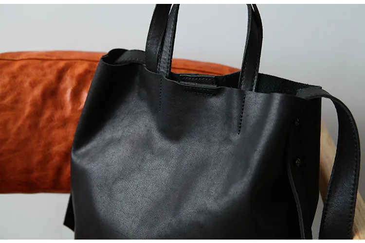 Stylish Leather Bucket Bag Large Tote Bag Shopper Barrel Bag Shoulder Bag Purse For Women
