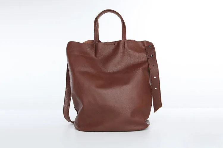 Stylish Leather Bucket Bag Large Tote Bag Shopper Barrel Bag Shoulder Bag Purse For Women