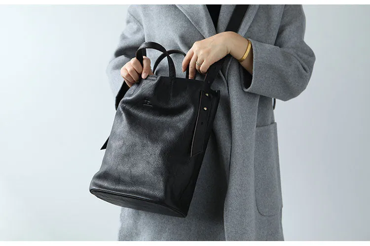 Stylish Leather Bucket Bag Large Tote Bag Shopper Barrel Bag Shoulder Bag Purse For Women