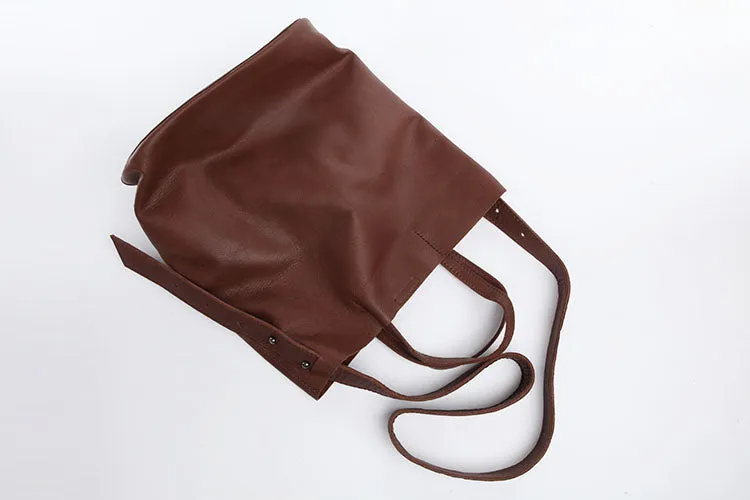 Stylish Leather Bucket Bag Large Tote Bag Shopper Barrel Bag Shoulder Bag Purse For Women