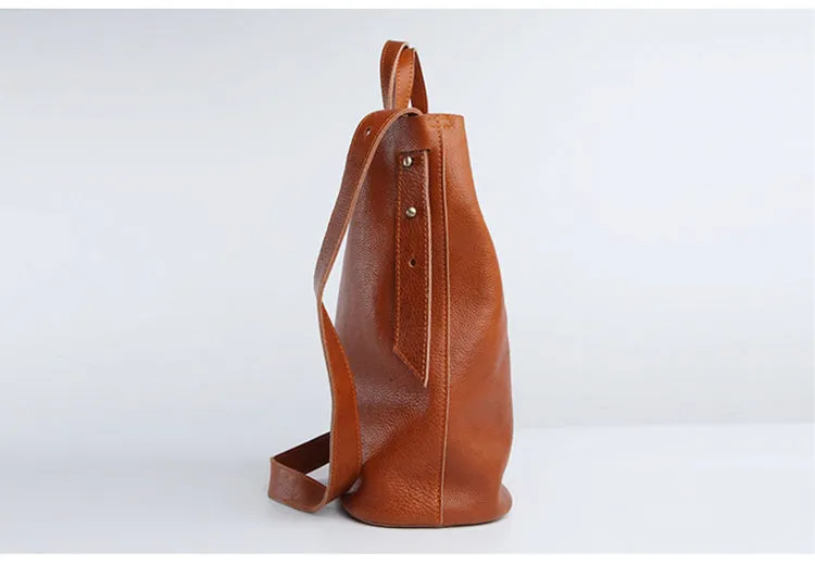 Stylish Leather Bucket Bag Large Tote Bag Shopper Barrel Bag Shoulder Bag Purse For Women
