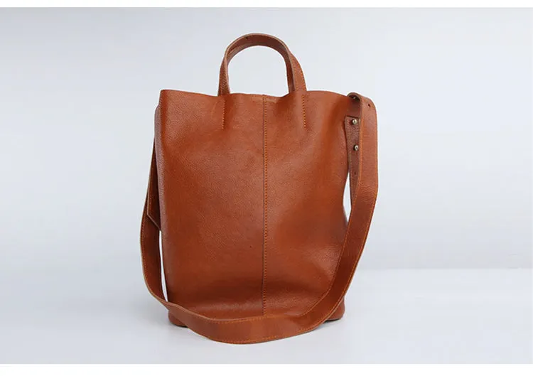 Stylish Leather Bucket Bag Large Tote Bag Shopper Barrel Bag Shoulder Bag Purse For Women