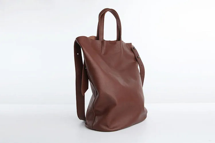 Stylish Leather Bucket Bag Large Tote Bag Shopper Barrel Bag Shoulder Bag Purse For Women