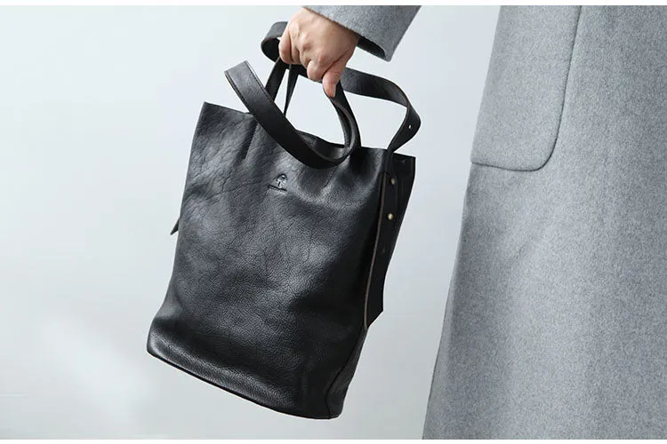 Stylish Leather Bucket Bag Large Tote Bag Shopper Barrel Bag Shoulder Bag Purse For Women