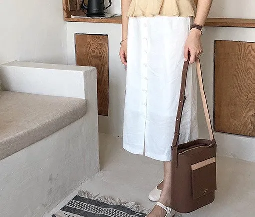 Stylish Leather Green Coffee Womens Bucket Purse Crossbody Bag Barrel Shoulder Bag for Women