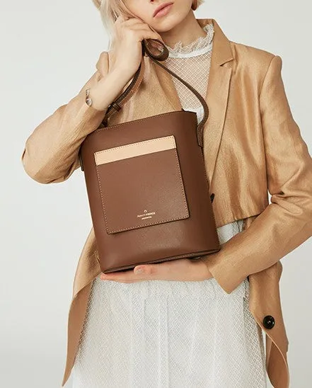 Stylish Leather Green Coffee Womens Bucket Purse Crossbody Bag Barrel Shoulder Bag for Women