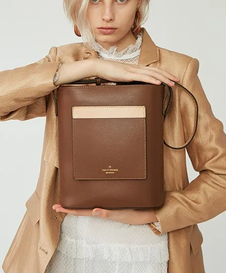 Stylish Leather Green Coffee Womens Bucket Purse Crossbody Bag Barrel Shoulder Bag for Women