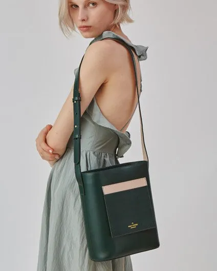 Stylish Leather Green Coffee Womens Bucket Purse Crossbody Bag Barrel Shoulder Bag for Women