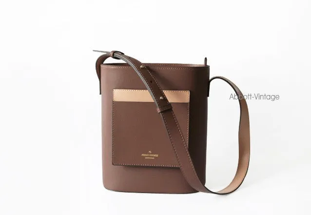 Stylish Leather Green Coffee Womens Bucket Purse Crossbody Bag Barrel Shoulder Bag for Women