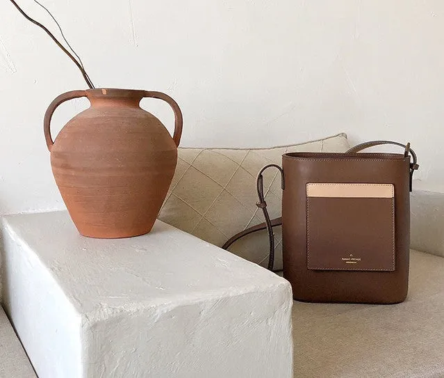 Stylish Leather Green Coffee Womens Bucket Purse Crossbody Bag Barrel Shoulder Bag for Women