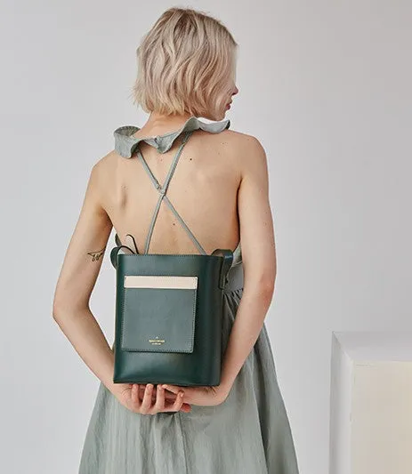 Stylish Leather Green Coffee Womens Bucket Purse Crossbody Bag Barrel Shoulder Bag for Women