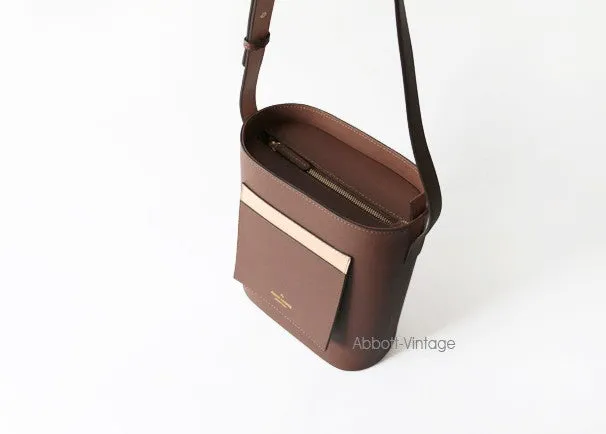 Stylish Leather Green Coffee Womens Bucket Purse Crossbody Bag Barrel Shoulder Bag for Women
