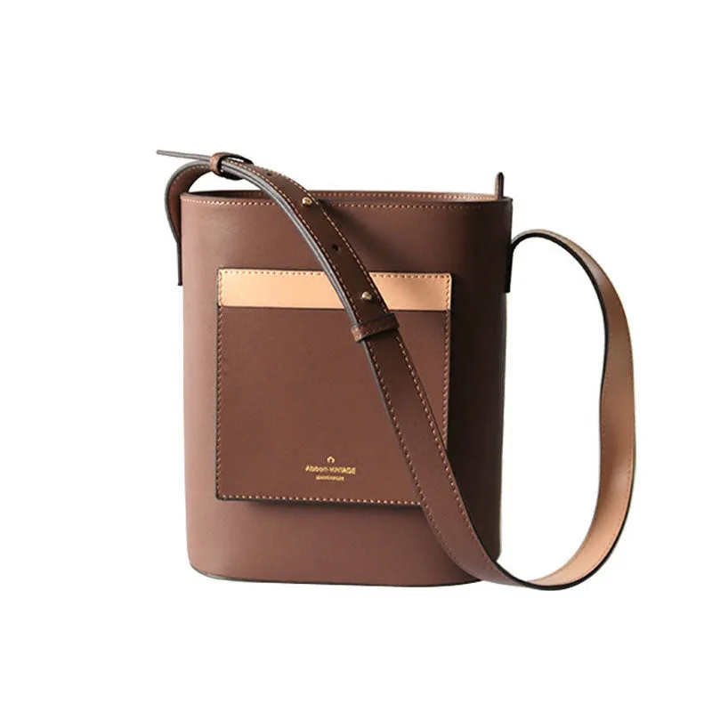 Stylish Leather Green Coffee Womens Bucket Purse Crossbody Bag Barrel Shoulder Bag for Women