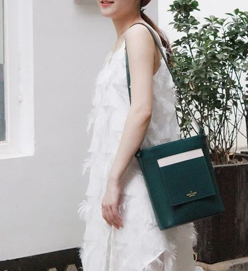 Stylish Leather Green Coffee Womens Bucket Purse Crossbody Bag Barrel Shoulder Bag for Women
