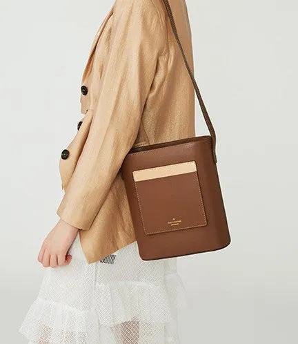 Stylish Leather Green Coffee Womens Bucket Purse Crossbody Bag Barrel Shoulder Bag for Women