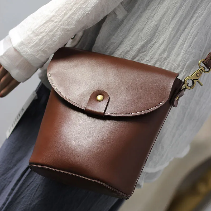Stylish LEATHER WOMEN Bucket Bag SHOULDER BAG Barrel Crossbody Purse FOR WOMEN