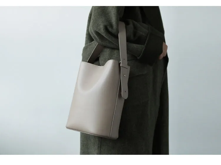 Stylish LEATHER WOMEN Bucket Handbag Barrel SHOULDER BAG Crossbody Purse FOR WOMEN