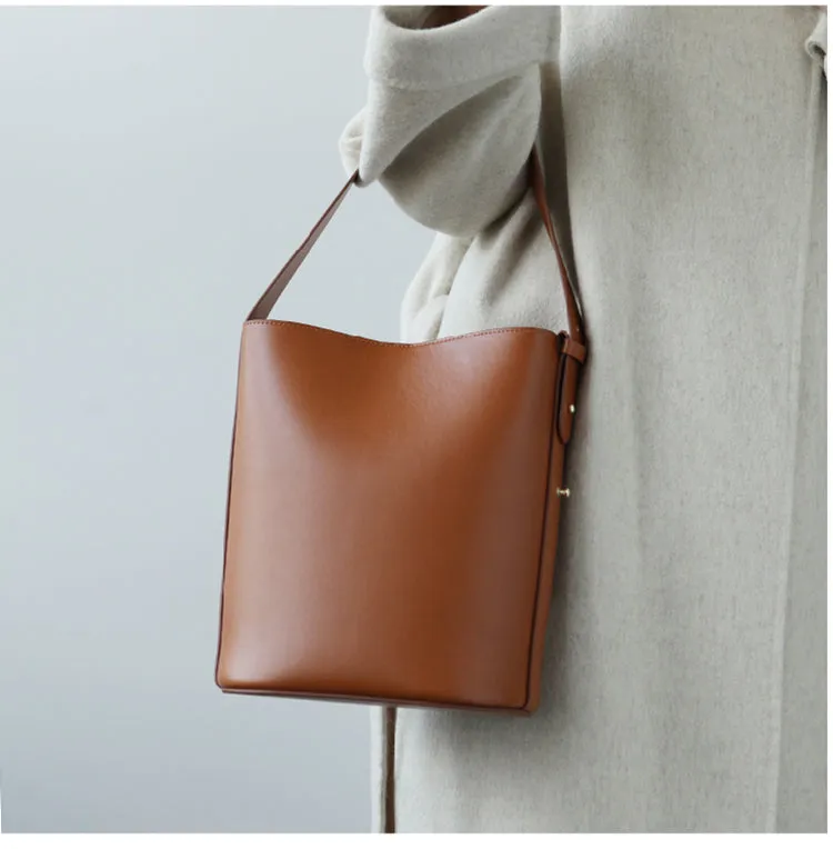 Stylish LEATHER WOMEN Bucket Handbag Barrel SHOULDER BAG Crossbody Purse FOR WOMEN