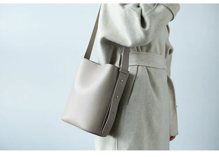 Stylish LEATHER WOMEN Bucket Handbag Barrel SHOULDER BAG Crossbody Purse FOR WOMEN