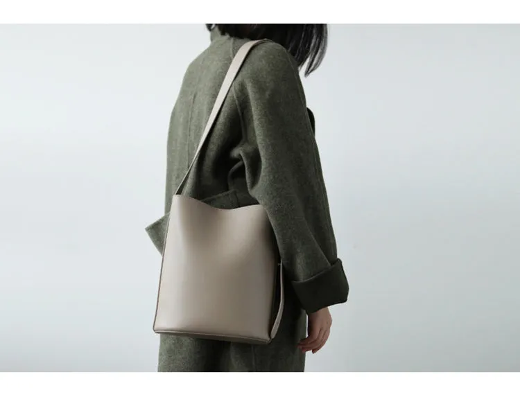 Stylish LEATHER WOMEN Bucket Handbag Barrel SHOULDER BAG Crossbody Purse FOR WOMEN