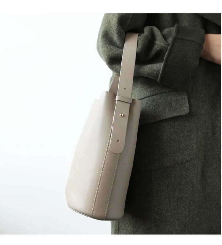 Stylish LEATHER WOMEN Bucket Handbag Barrel SHOULDER BAG Crossbody Purse FOR WOMEN