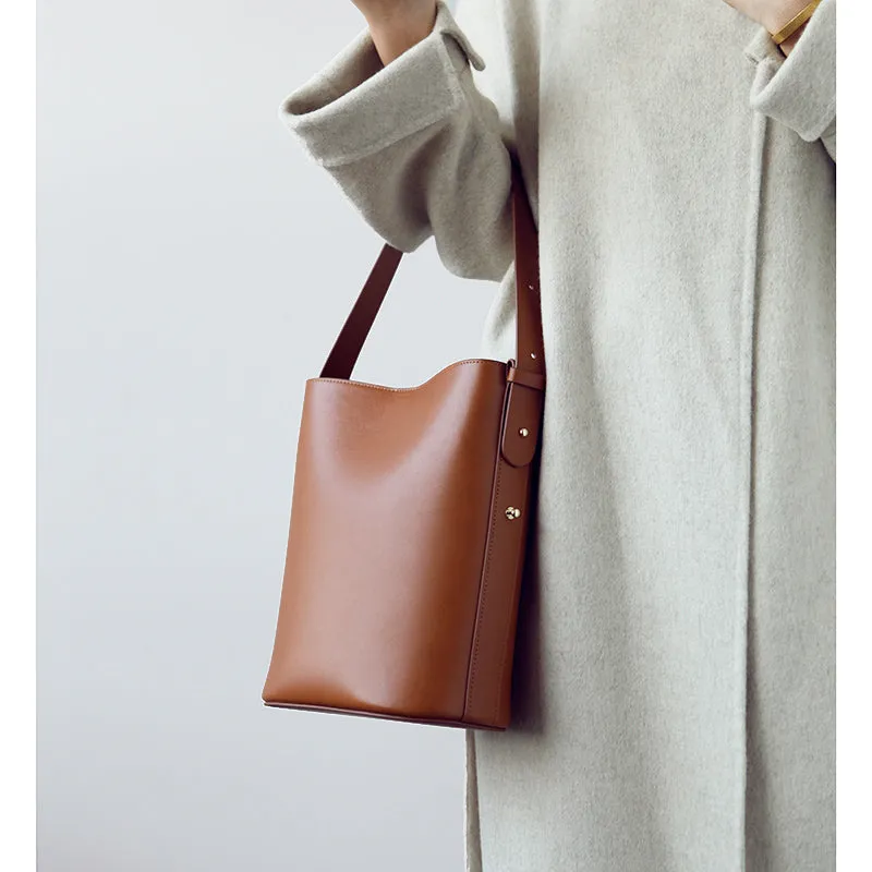 Stylish LEATHER WOMEN Bucket Handbag Barrel SHOULDER BAG Crossbody Purse FOR WOMEN