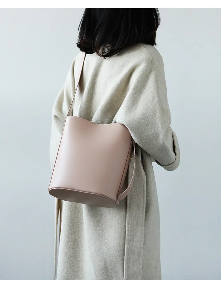 Stylish LEATHER WOMEN Bucket Handbag Barrel SHOULDER BAG Crossbody Purse FOR WOMEN