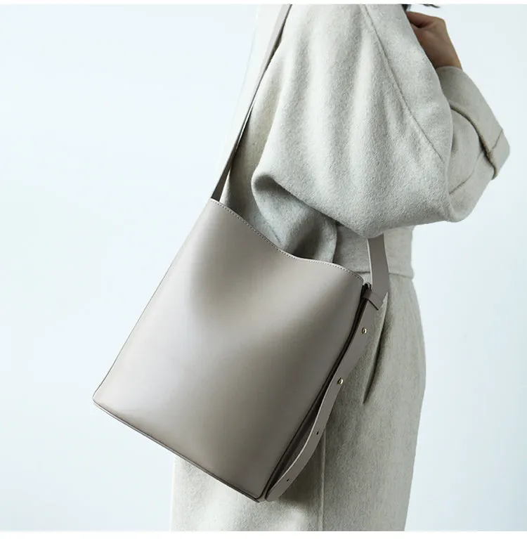 Stylish LEATHER WOMEN Bucket Handbag Barrel SHOULDER BAG Crossbody Purse FOR WOMEN