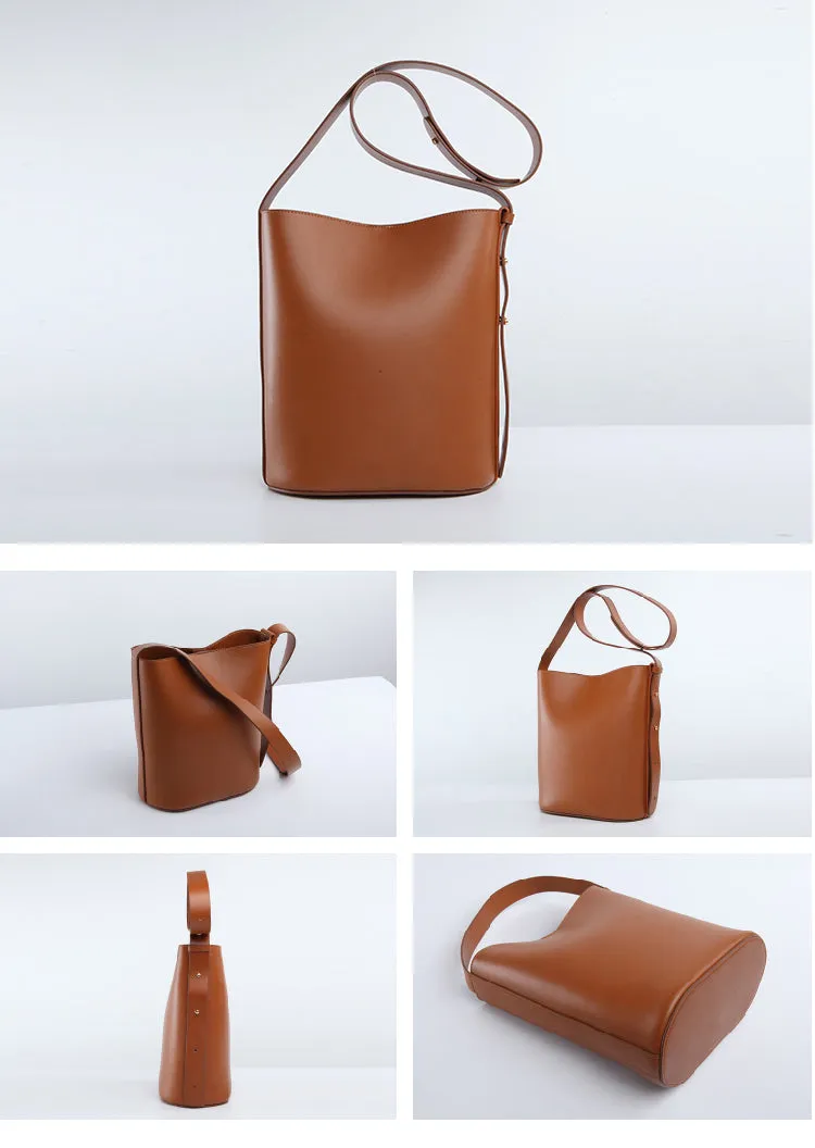 Stylish LEATHER WOMEN Bucket Handbag Barrel SHOULDER BAG Crossbody Purse FOR WOMEN