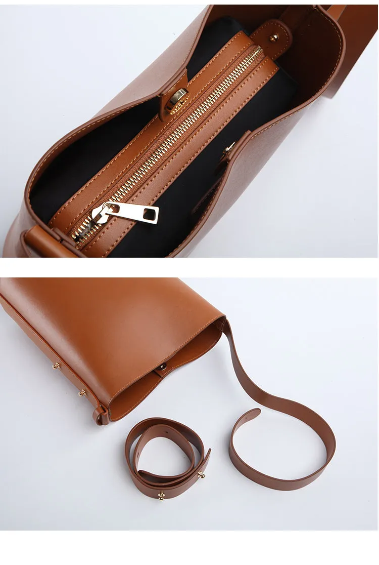 Stylish LEATHER WOMEN Bucket Handbag Barrel SHOULDER BAG Crossbody Purse FOR WOMEN
