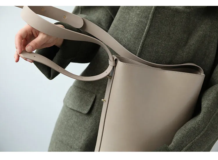 Stylish LEATHER WOMEN Bucket Handbag Barrel SHOULDER BAG Crossbody Purse FOR WOMEN