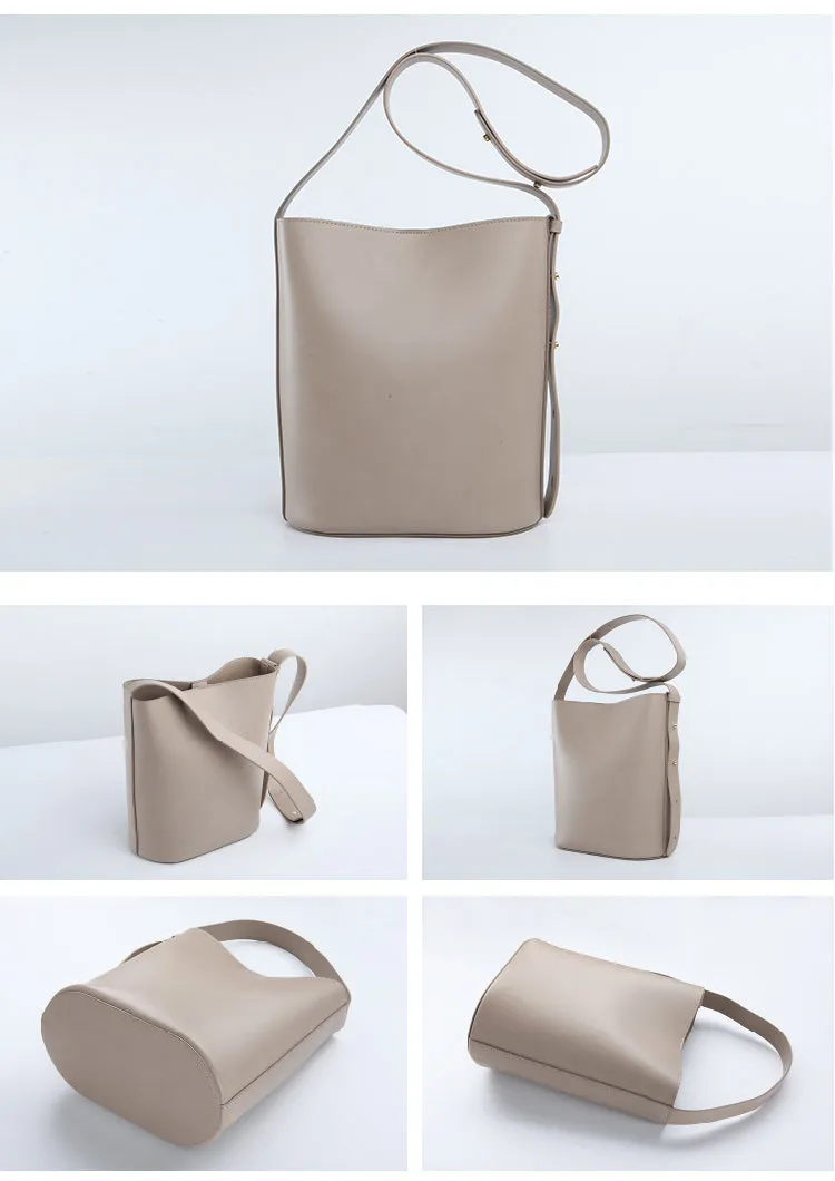 Stylish LEATHER WOMEN Bucket Handbag Barrel SHOULDER BAG Crossbody Purse FOR WOMEN
