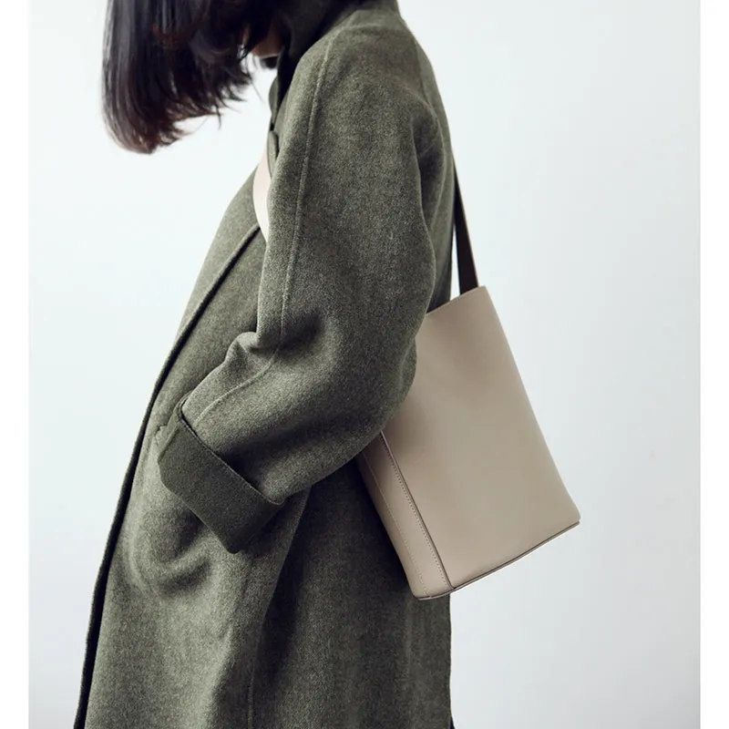 Stylish LEATHER WOMEN Bucket Handbag Barrel SHOULDER BAG Crossbody Purse FOR WOMEN