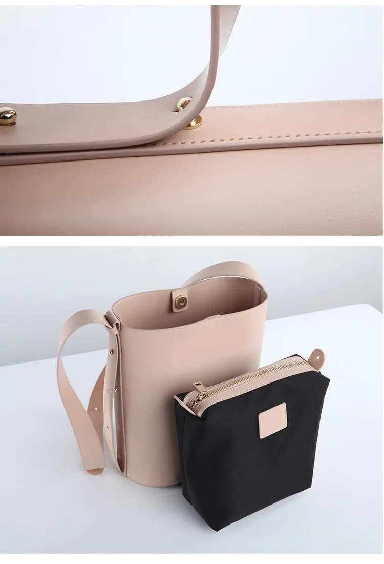 Stylish LEATHER WOMEN Bucket Handbag Barrel SHOULDER BAG Crossbody Purse FOR WOMEN
