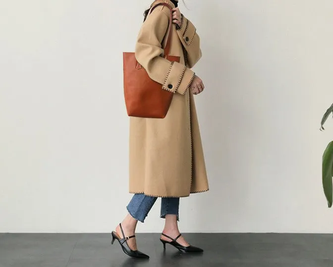 Stylish LEATHER WOMEN Bucket Tote BAG Barrel Tote Purses FOR WOMEN