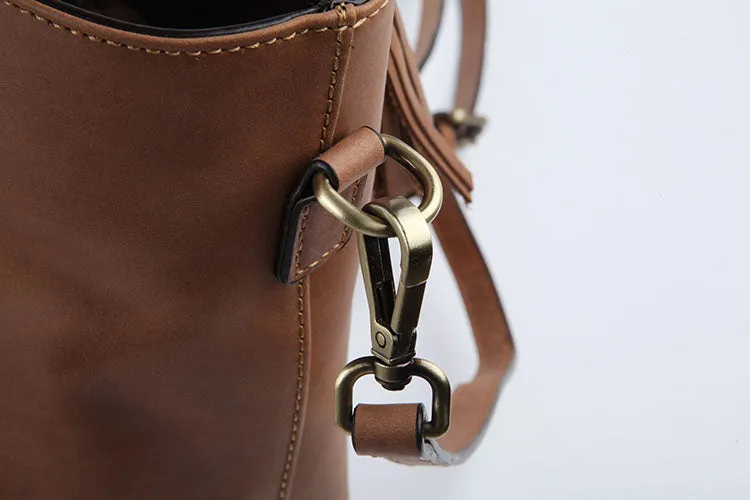 Stylish LEATHER WOMEN Large Bucket Handbag Barrel SHOULDER BAG Crossbody Purse FOR WOMEN