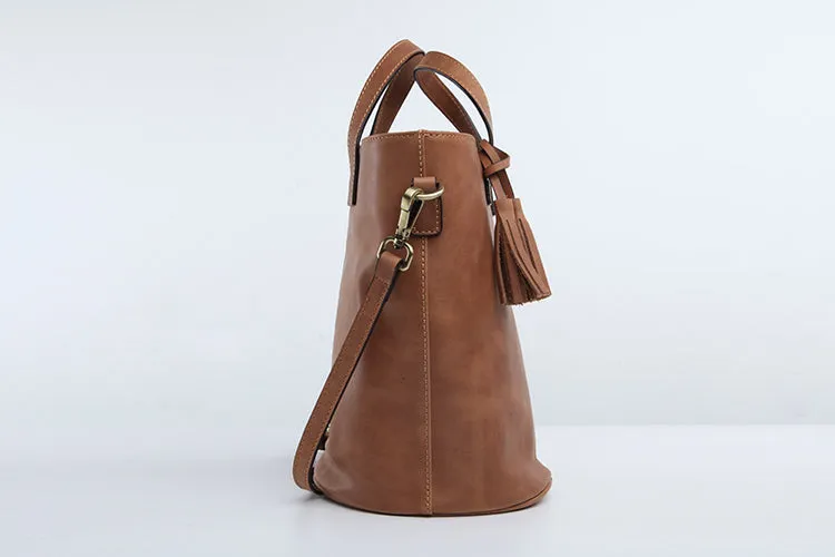 Stylish LEATHER WOMEN Large Bucket Handbag Barrel SHOULDER BAG Crossbody Purse FOR WOMEN